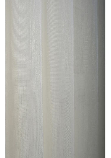 Damla Keten Görünümlü Leno Tül Perde Pilesiz Krem