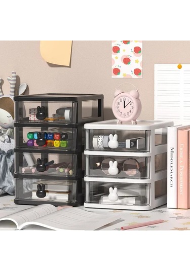 Beyaz Tavşan Üç Katlı 45 Adet Çekmeceli Çok Katlı Plastik Depolama Dolabı A