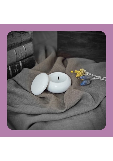Aurora Tealight Mumluk Dekoratif Obje El Yapımı Tekli Beyaz