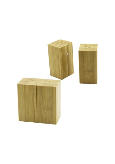 4.5x5cm--y:9cm 2pcs Mıknatıslı İkiz Ahşap Bambu Baharatlık - Tuzluk 5365 Çok Renkli
