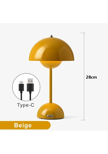 Mantar Çiçek Tomurcuğu Şarj Edilebilir Led Masa Lambası Masa Gece C Sarı