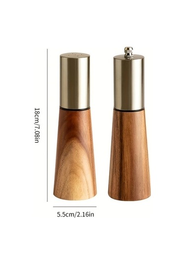 Besthome1 Altın Renk Ahşap Tabanlı Manuel Tuz Ve Karabiber Değirmeni Paslanmaz Çelik Mutfak Aksesuarı Altın Altın