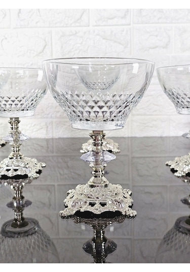 Paşabahçe Serisi Infınıty Kase & Magnolıa Kase & Dondurmalık & Şekerlik Kare Gümüş Döküm Ayaklı Naturel