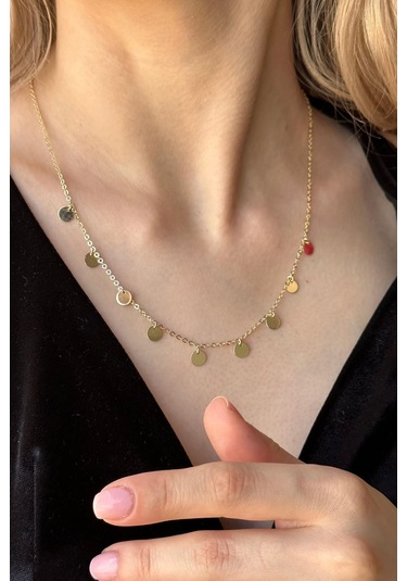 Zümrüt Sarraf 14 Ayar Altın Pullu Zincir Kolye