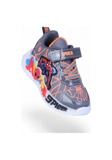 Ayakcenter 836 Spider Cırtlı Erkek Çocuk Spor Ayakkabı Füme