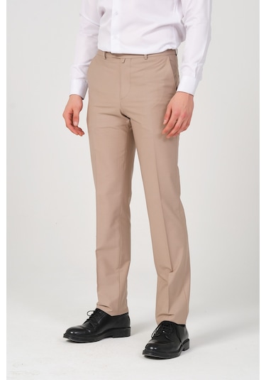 Erkek Regular Fit Kumaş Pantolon Bej