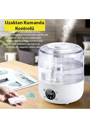 Ezere Th-413 Akıllı Dijital Hava Nemlendirici 3l Kapasite, Dokunmatik Panel, Uzaktan Kumanda, Sessiz Çalışma