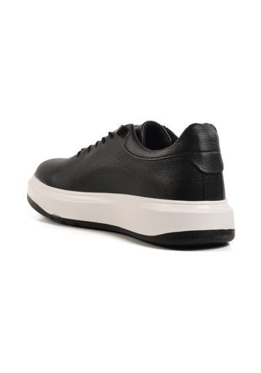 Siyah Lastik Bağcıklı Hakiki Deri Erkek Casual Ayakkabı 404 M Siyah