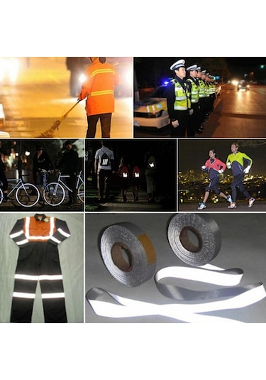 Gümüş Gri 1 Adet Gümüş Reflektif Bant Güvenlik Şeridi Dikiş Gri Sentetik Kumaş Gümüş Uyarı Bandı Reflektif Şerit Uyarı Bandı 2 İnches 3m