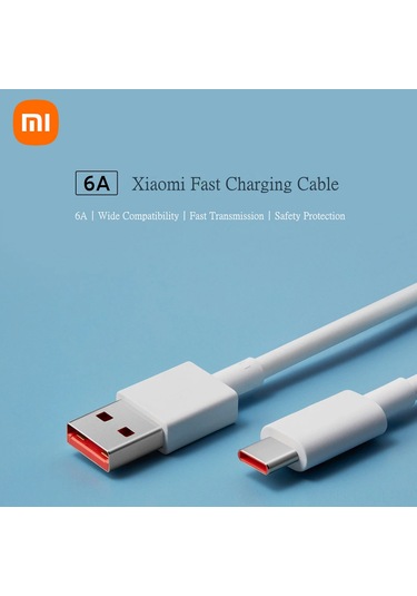 Gajeena Xiaomi 6a Hızlı Şarj Ve Veri Kablosu, Beyaz Tpe, 1m, Usb-a'dan Usb-c'ye, Xiaomi/samsung Uyumlu