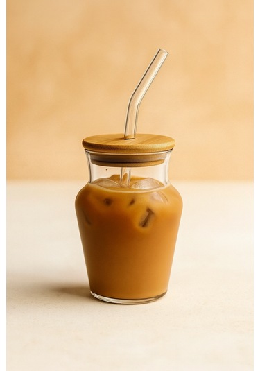 500 Ml Chubby Borosilikat Cam Bardak Bambu Kapaklı, Isıya Dayanıklı, Şeffaf Ve Modern Tasarım Cam - Şeffaf