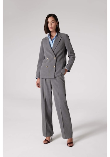 DeFacto x Sorbe Kruvaze Yaka Basic Düz Düğmeli Blazer Ceket D9922AX24AUAR222 Antrasit