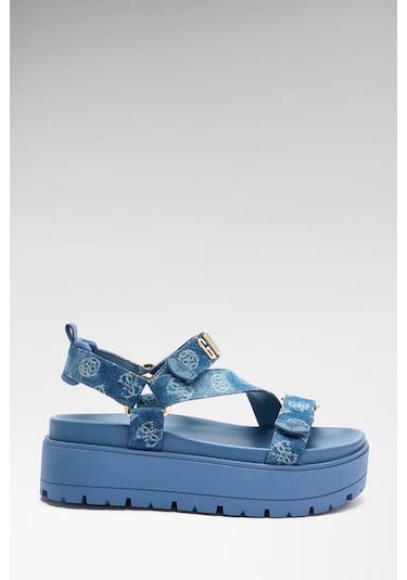 Guess Fetta Kadın Denim Sandalet Fljfttden03 Mavi