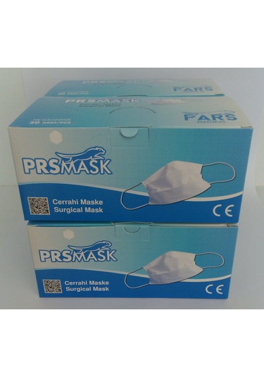 3 Katlı Cerrahi Maske Burun Telli Yüz Maskesi 50 Adet Beyaz