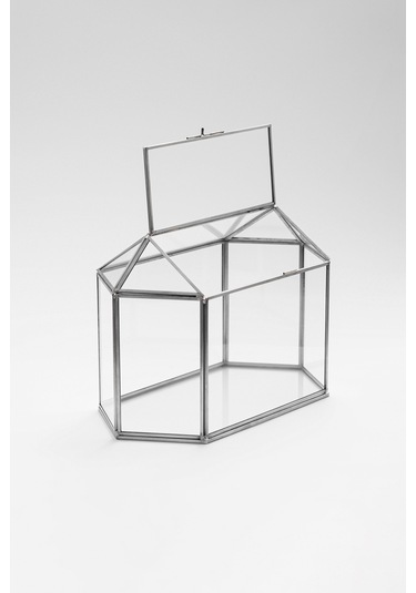 Cam Kart Kutusu Geometrik Fanus Gümüş