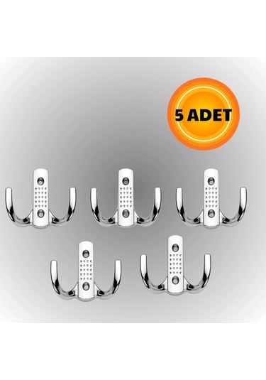 Noktalı Metal Askı Şık Portmanto Askılık Dolap Mobilya Askısı Vidalar Dahil 5 Adet Krom