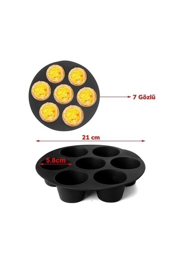 Buffer 7 Gözlü Silikon Çok Amaçlı Airfryer Muffin Cupcake Kek Ve Çörek Pişirme Kalıbı Çok Renkli