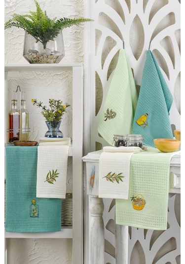 Formeya 6'lı Mutfak Kurulama Bezi Waffle Desen 40x60 Cm 6 Adet Mint
