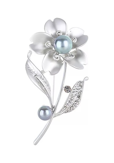 Bijoubijou Broş Çiçek 244261453 Gri