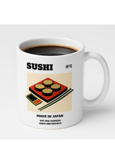 Japon Esintisi Seramik Kupa Beyaz - Çok Renkli
