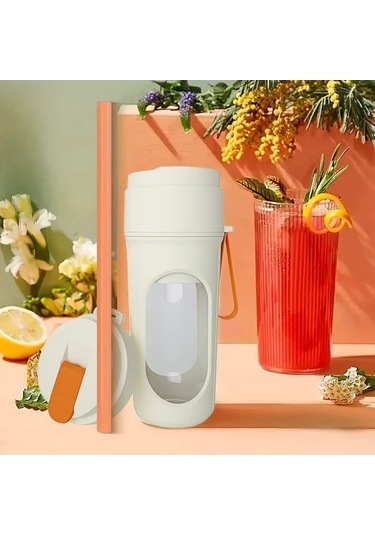 Fastbuy Yeşil Kablosuz Taşınabilir Elektrikli Meyve Sıkacağı Blender 12 Bıçaklı Güçlü Mikser Yeşil