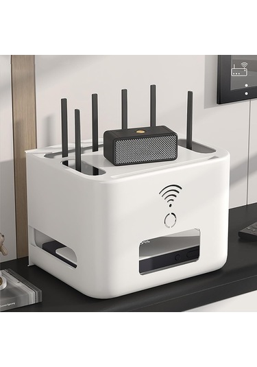 Wi-fi Yönlendirici Kutusu + Kablo Yönetimi 2'si 1 Arada, Organize Güç Şeridi Kablo Hider Rafı, Plastik Organizatör