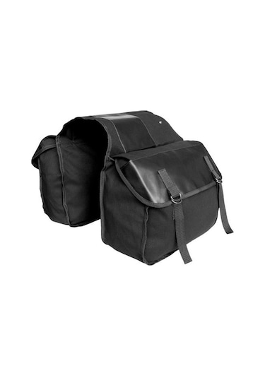 Taşınabilir Kanvas Motosiklet Heybe Çift Taraflı Arka Koltuk Saklama Bagaj Çantası Siyah