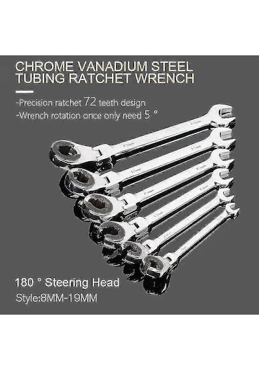 1 Adet Boru Cırcırlı Anahtar 8-19 Mm Boru Cırcırlı Kombine Anahtarlar Çift Uçlu Kate Yağ Anahtarları Dişliler 17 Mm Diğer