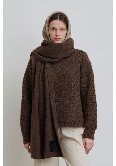 Cozy Yumuşak Dokulu Atkı Kahverengi Kahverengi