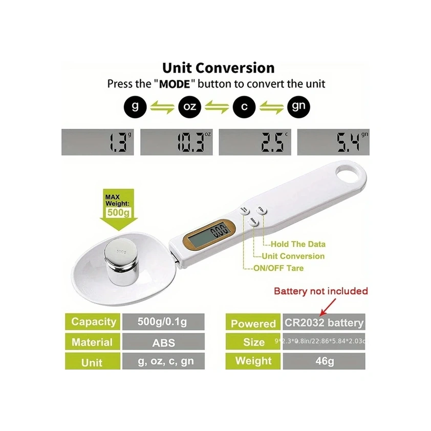 Chuangyinshop 1 Adet Siyah Dijital Kaşık Terazi Hassas Ölçüm Aleti Mutfak Fırın Restoran Siyah