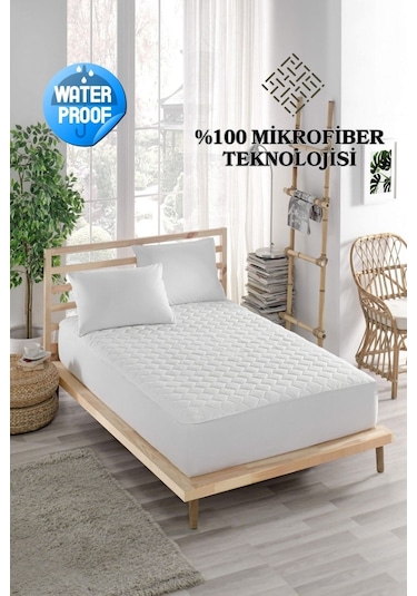 Mona Verde Sıvı Geçirmez Alez Mikro Kapitoneli Fitted Çift Kişilik Tek Kişilik Bebek Alezi Yatak Koruyucu MNVSYL0000 Beyaz