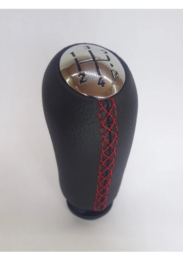 Renault Clio 4 2012 Sonrası Vites Topuzu Siyah Deri Kırmızı Diki