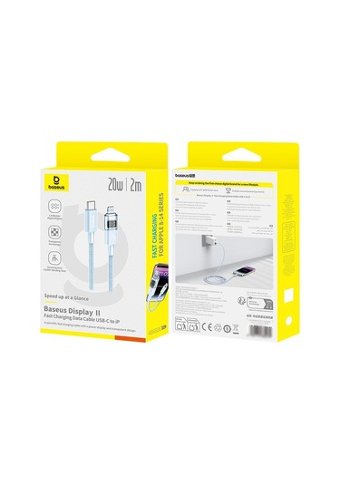 Baseus Display 20w Type-c - 8 Pin Hızlı Şarj Kablosu, Uzunluk:2m 001