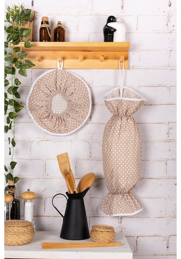 2'li Mutfak Seti Çok Amaçlı Organizer Düzenleyici Poşetlik Ve Pilav Demleme Örtüsü Takımı Siyah Zincir Siyah