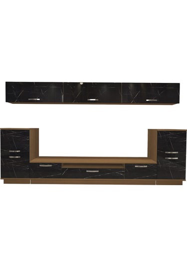 Decoraktiv Trendstyle 9 Slm Tv Ünitesi Tv Sehpası Ceviz - Siyah Mermer