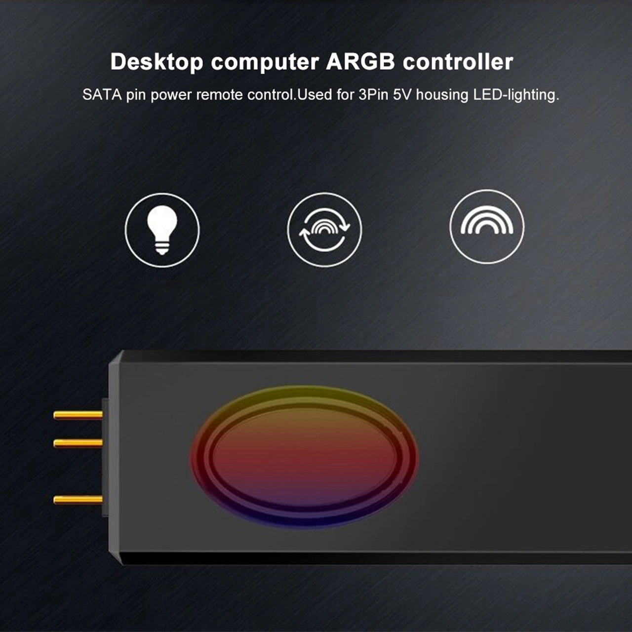 Xiyyadms Siyah Rf Kumanda 5v Argb Kontrolcü - 3pin Sata Beslemeli, Renkli Işık Efektleri, Kasa Fanları Ve Radyatörler İçin