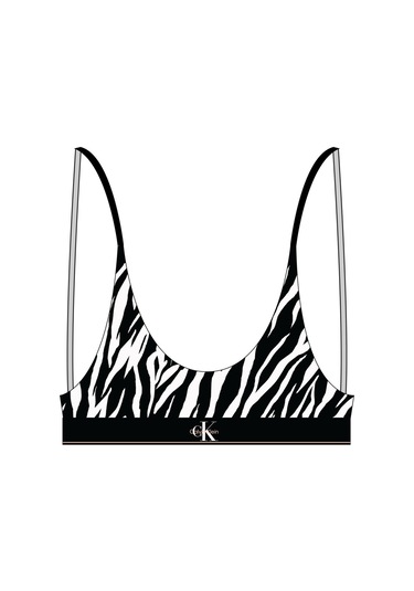 Calvin Klein Kadın Siyah Kaplan Desenli Astarsız Bralet-13666 Siyah