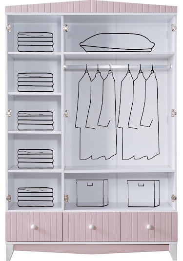 Bello Çocuk Odası Takımı, Bello Yavrulu Karyola, Fethiye 3 Kapaklı Dolap, Şifonyer - Pembe Renkli Bello Çocuk Odası Takımı, Bello Yavrulu Karyola, Fethiye 3 Kapaklı Dolap, Şifonyer - Pembe Renkli