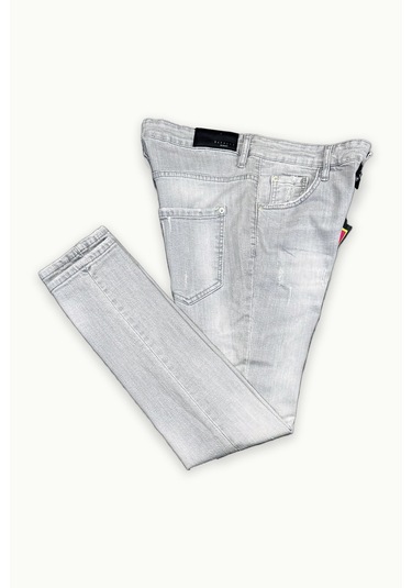 Barmore Grey Wash Jean Badge Patch Erkek Gri