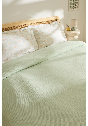 Kaşmir Home Runa %100 Pamuk Çift Kişilik Pike Takımı Çağla Çağla