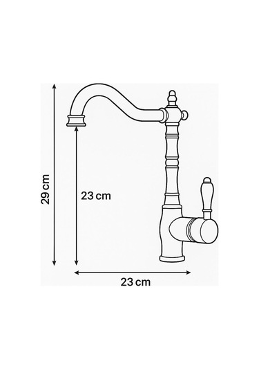 Rudi Armatür 360 Döner Gövdeli Pirinç Malzeme Gümüş Renk Rustik Eviye Bataryası Gri
