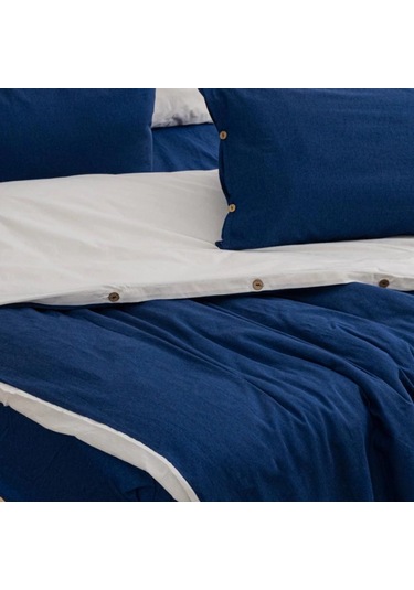 Tek Kişilik %100 Pamuk Ranforce Nevresim Takımı 160x220 Cm Lacivert Lastiksiz Çarşaflı Lacivert