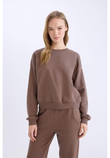 Defacto Regular Fit 2li Takım Kalın Bisiklet Yaka Sweatshirt Esnek Belli Jogger Eşofman Altı D8022axnsbn66 Kahve