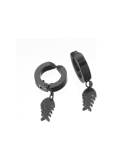 Balık Kılçığı Sıkıştırmalı Erkek Küpe Çelik Takı Aksesuar p24 t5 Çelik