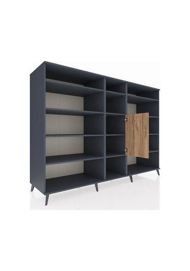 Kronos Dolap 12 Raflı Tek Kapaklı 220x59x163 Antrasit-çam/antras Antrasit-çam/antrasit