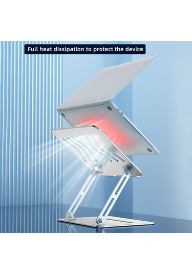 L307 Taşınabilir Dizüstü Bilgisayar Standı Yüksekliği Ayarlanabilir Soğutma Tasarımlı Metal Masaüstü Tutucu Gri