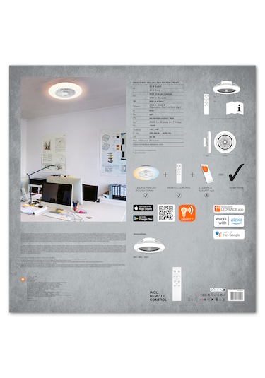 Ledvance Smart Led Fanlı Tavan Armatürü Beyaz Gri