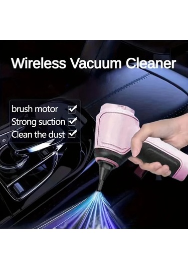 Fochsia 1 Adet Pembe Taşınabilir El Tipi Şarjlı Elektrikli Süpürge Üfleyici Ve Emici Aksesuarlı Araç Ev Ofis