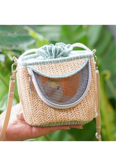 Honmex Küçük Evcil Hayvanlar İçin Hava Geçirgen, Sıcakklıklı Taşınabilir Çanta - Papağan, Hamster, Guinea Pig İçin Dışarı Çıkış Çantası Yeşil Gümüş