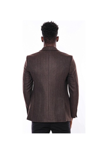 Wessi Slim Fit Desenli Kahverengi Erkek Ceket Kahverengi